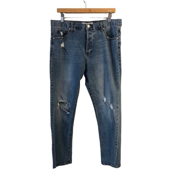 Vintage X America Womens Sz 12 High Waist Skinny Crop Jeans Button Fly Distress - Picture 1 of 9